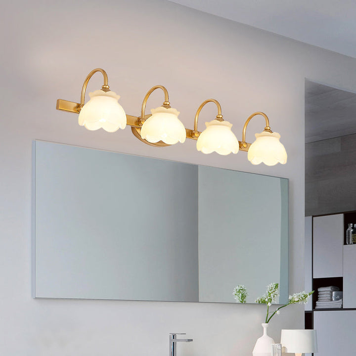 Blossom Bathroom Vanity Mirror Light Traditional Metal LED 2/3/4 Heads Brass Wall Mounted Lamp