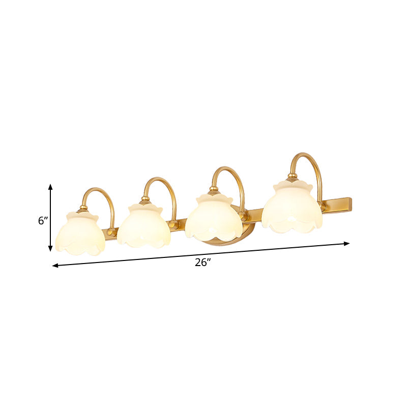 Blossom Bathroom Vanity Mirror Light Traditional Metal LED 2/3/4 Heads Brass Wall Mounted Lamp