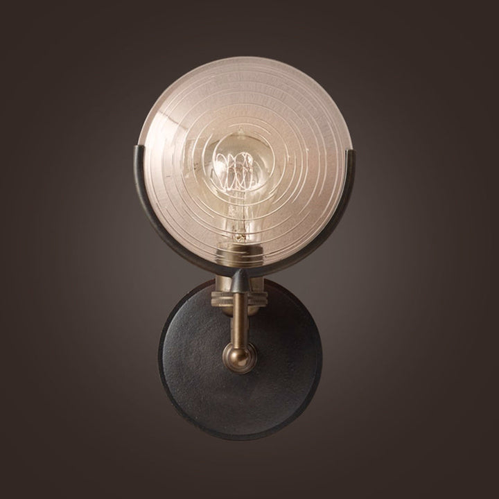 Armed Sconce Light Traditionary Metal 11.5"/24" Wide 1 Head Black Wall Lamp Fixture with Round Frosted Glass Deco