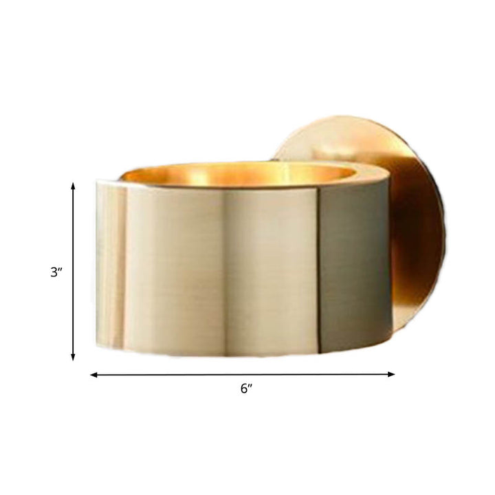 Drum Wall Mounted Light Minimalist Metal 1 Head Living Room Wall Lighting Fixture in Gold