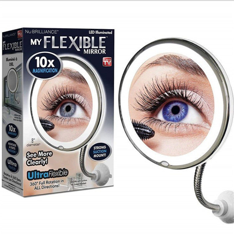 10x magnification led wall-mounted cosmetic folding mirror