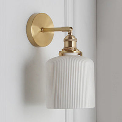 Porcelain Wall Light with Brass Lamp Socket Dining Room Foyer 5/6/8.5 Inch Wide 1 Light Modern Wall Lamp in White