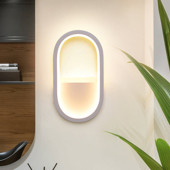 Oval Wall Light Fixture Contemporary Acrylic Black/White LED Wall Sconce in Warm/White Light