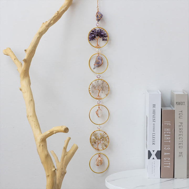 Crystal Tree of Life 6 Rings Wall Decor Ornament