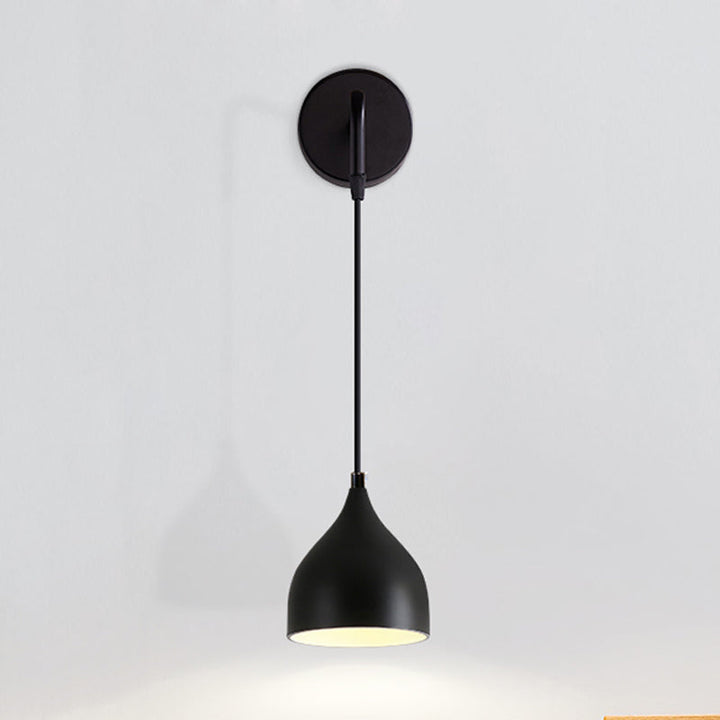 White/Black Finish Urn Shape Wall Mount Light Modern 1 Light Iron Wall Pendant Lamp for Bedside