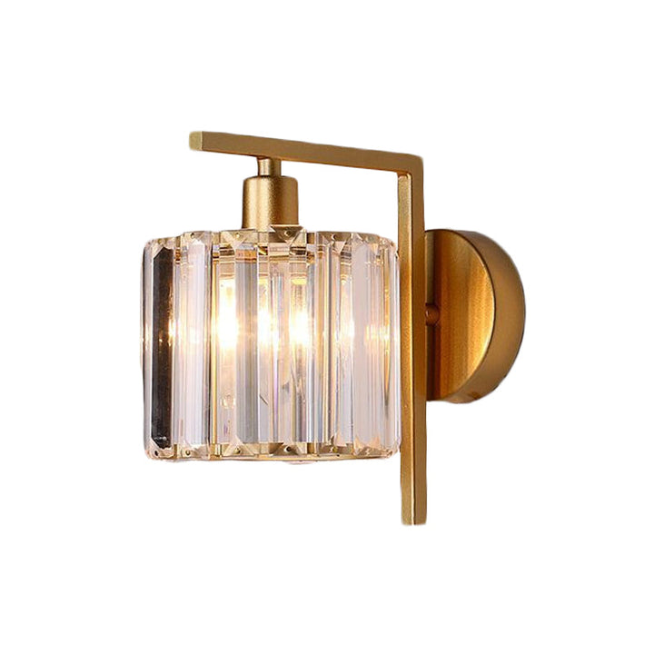 Modern Column Wall Light Fixture 1-Bulb Clear Crystal Wall Sconce Lighting in Gold for Bedroom