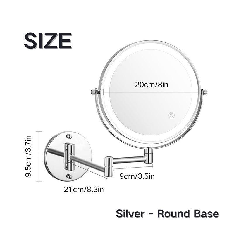 Rechargeable wall-mounted shaving mirror | 360° rotation. 1X/10X magnification