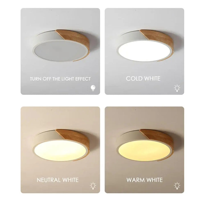 Modern LED Surface Mount Ceiling Light – Ultra-Thin Wooden Lighting Fixture with Remote Control for Living Room, Balcony, and Home Decor