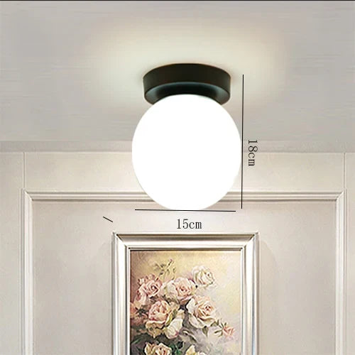 Modern Minimalist Frosted Glass Ceiling Lamp – White Ball Design for Dining Room, Living Room, Bedroom & Bar – Contemporary Ceiling Light Fixture