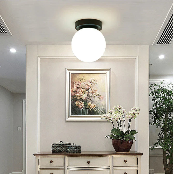 Modern Minimalist Frosted Glass Ceiling Lamp – White Ball Design for Dining Room, Living Room, Bedroom & Bar – Contemporary Ceiling Light Fixture