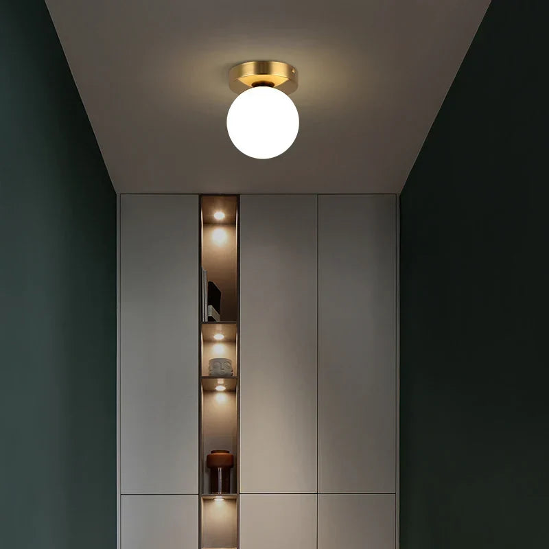 Modern Minimalist Frosted Glass Ceiling Lamp – White Ball Design for Dining Room, Living Room, Bedroom & Bar – Contemporary Ceiling Light Fixture