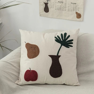 Black Cat & Garden Tufted Pillow Case