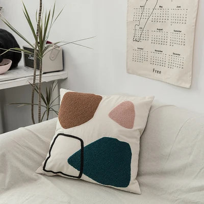 Black Cat & Garden Tufted Pillow Case