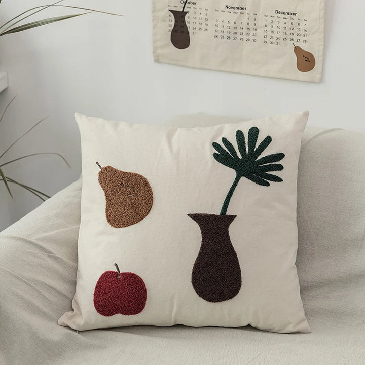 Black Cat & Garden Tufted Pillow Case