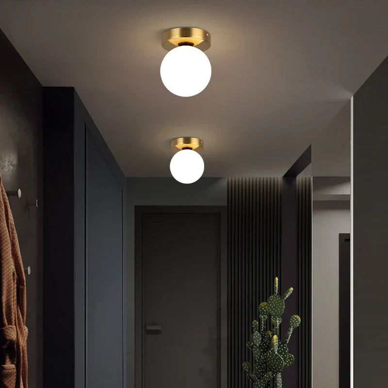 Modern Minimalist Frosted Glass Ceiling Lamp – White Ball Design for Dining Room, Living Room, Bedroom & Bar – Contemporary Ceiling Light Fixture