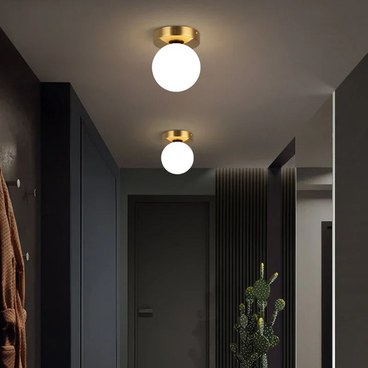 Modern Minimalist Frosted Glass Ceiling Lamp – White Ball Design for Dining Room, Living Room, Bedroom & Bar – Contemporary Ceiling Light Fixture