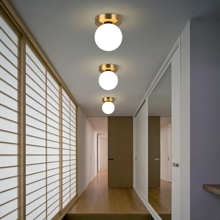 Modern Minimalist Frosted Glass Ceiling Lamp – White Ball Design for Dining Room, Living Room, Bedroom & Bar – Contemporary Ceiling Light Fixture