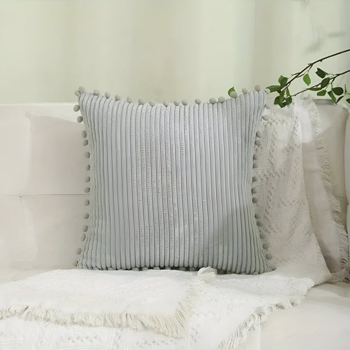 Cotton Cushion Cover with Pom Poms