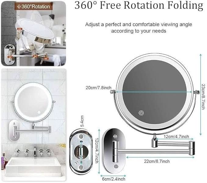 LED Magnifying Mirror with Adjustable Lighting and Rechargeable Battery