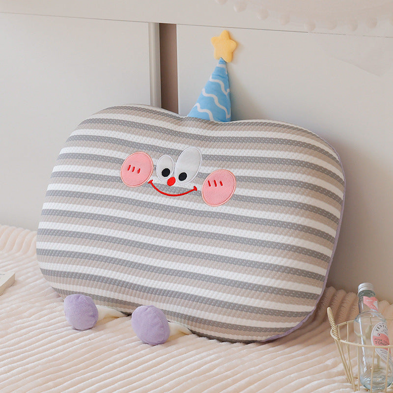 Plush pillow in cookie shape with cute face