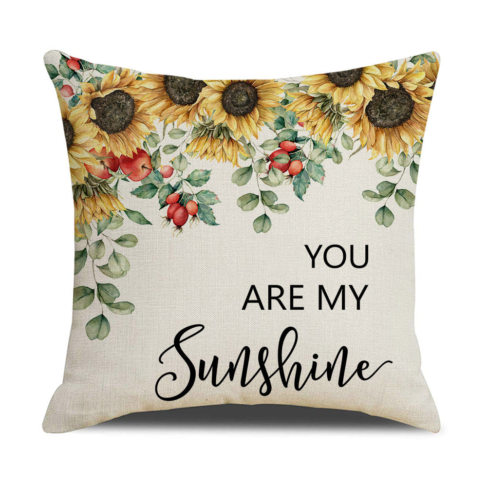 Cushion Cover with Sunflower Pattern