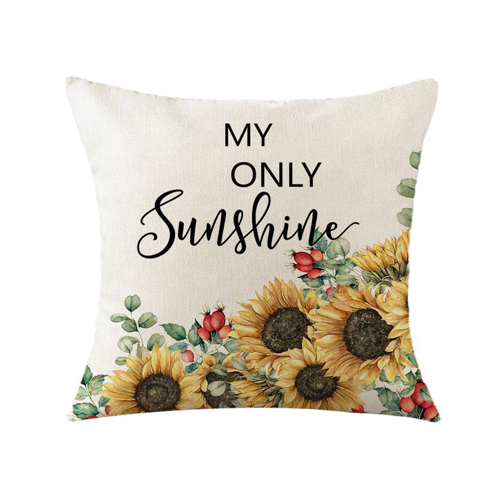 Cushion Cover with Sunflower Pattern