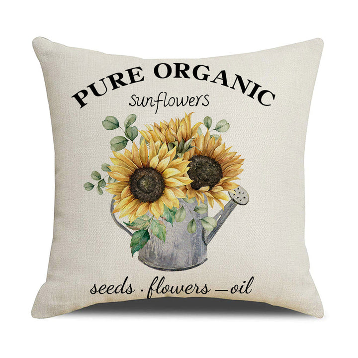 Cushion Cover with Sunflower Pattern