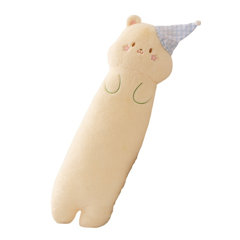 Plush neck roll with kitten motif