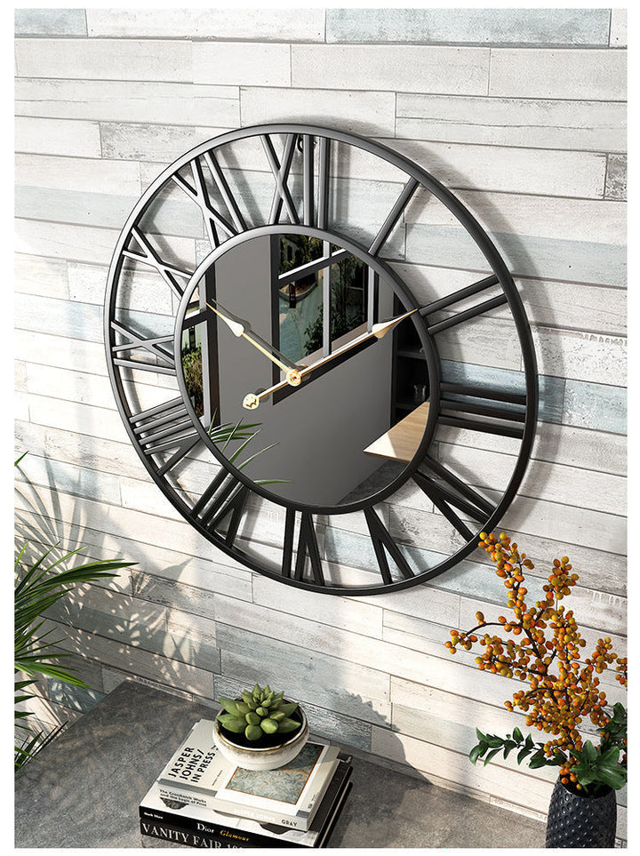 Metal Vintage Large Size Wall Clock with Mirror 39cm