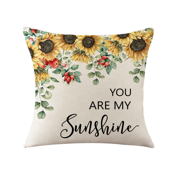 Cushion Cover with Sunflower Pattern