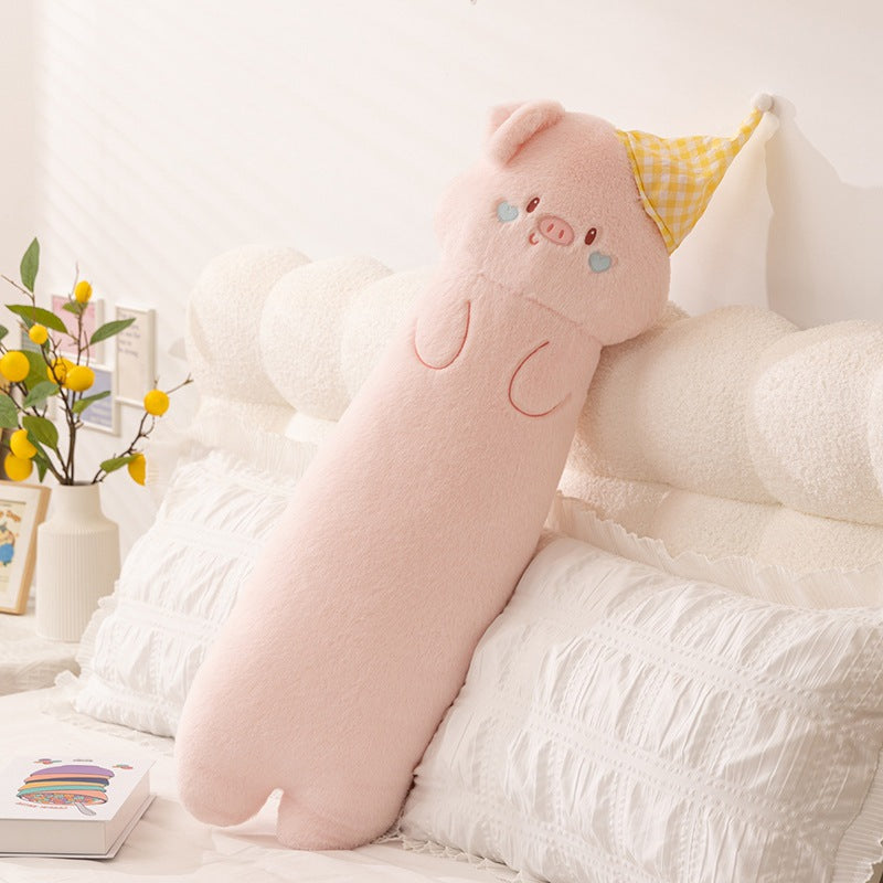 Plush neck roll with kitten motif