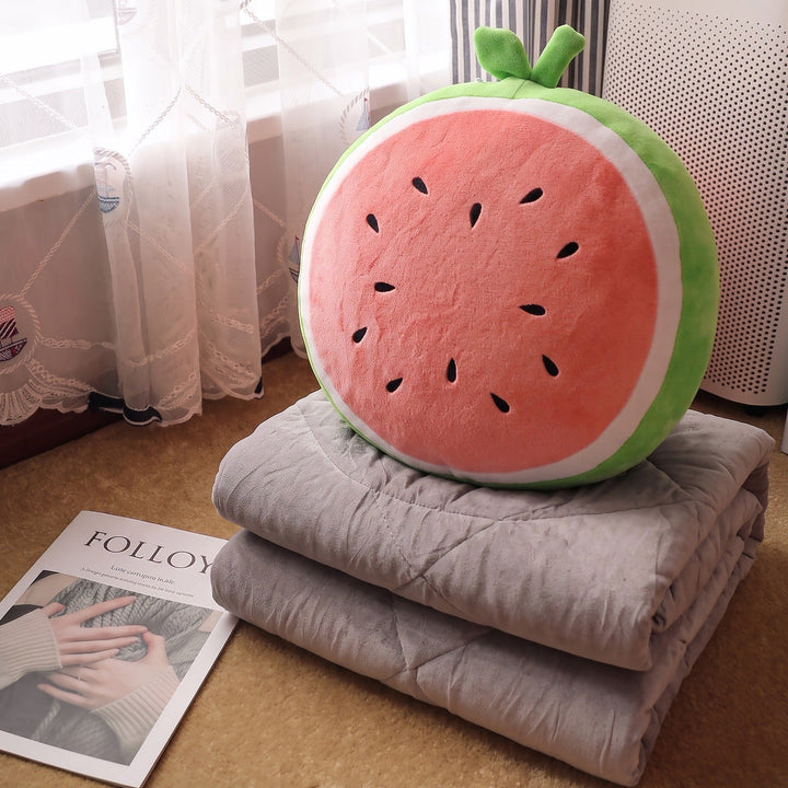 Plush pillow in fruity design