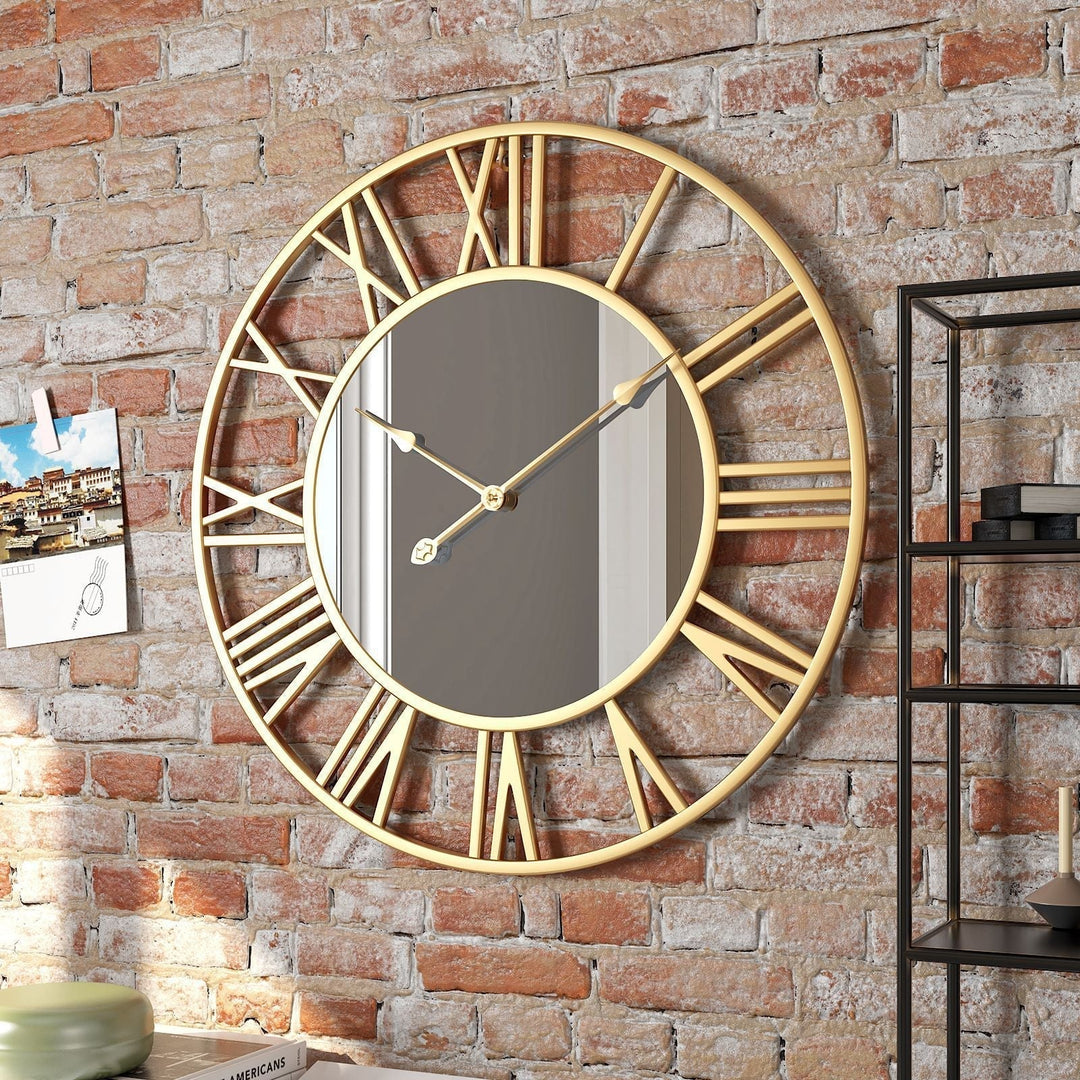 Metal Vintage Large Size Wall Clock with Mirror 39cm