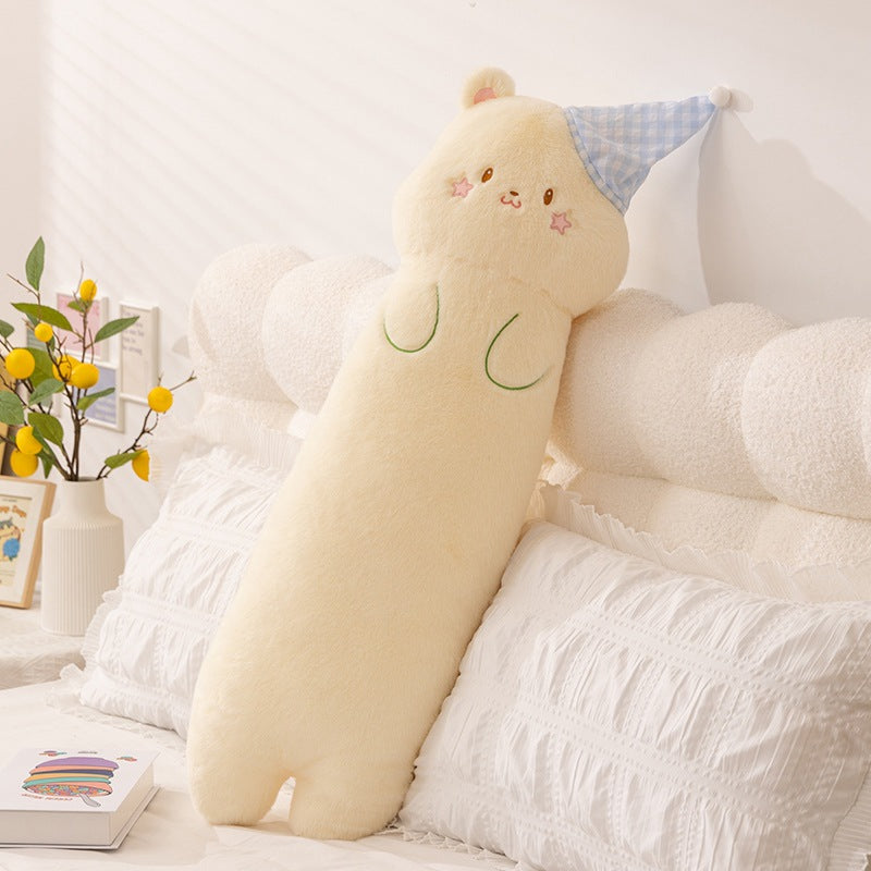 Plush neck roll with kitten motif