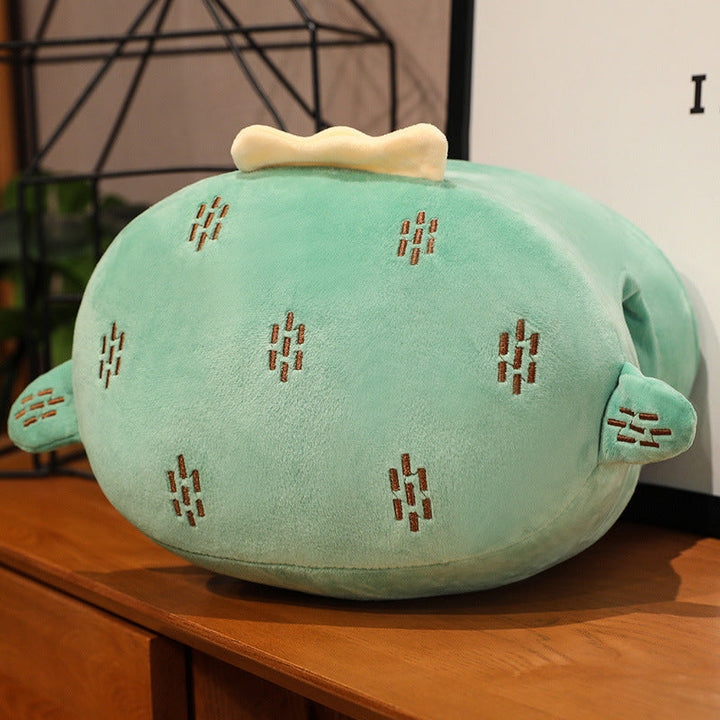 Plush pillow with cactus motif