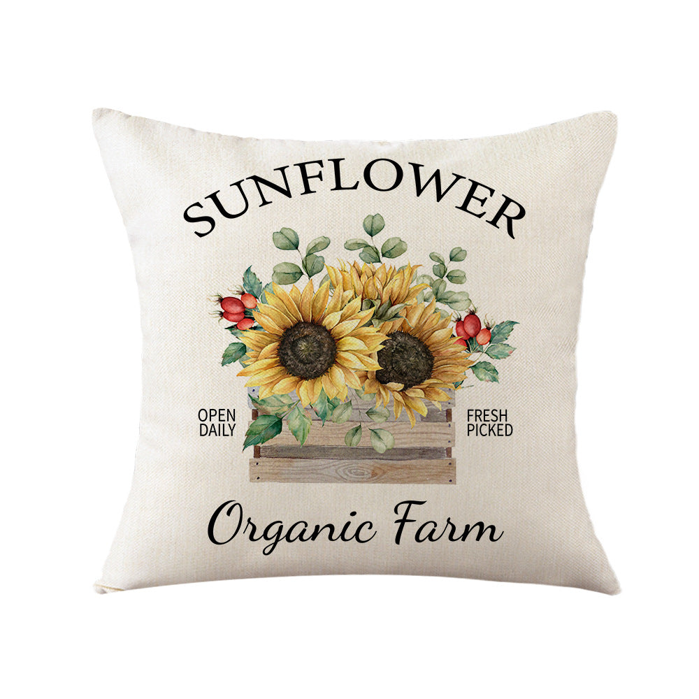 Cushion Cover with Sunflower Pattern