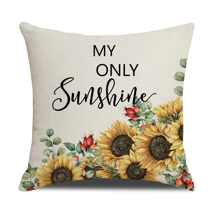 Cushion Cover with Sunflower Pattern