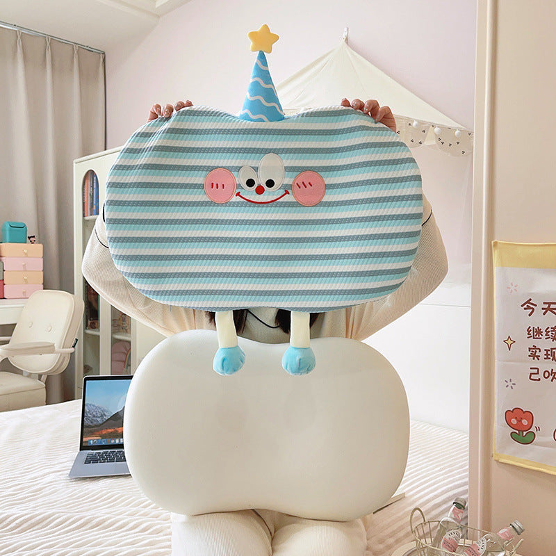 Plush pillow in cookie shape with cute face