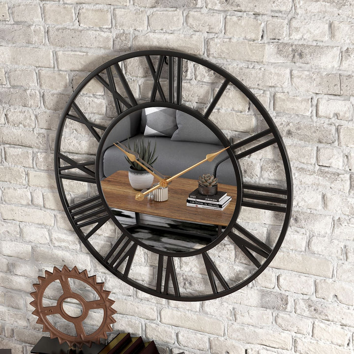 Metal Vintage Large Size Wall Clock with Mirror 39cm