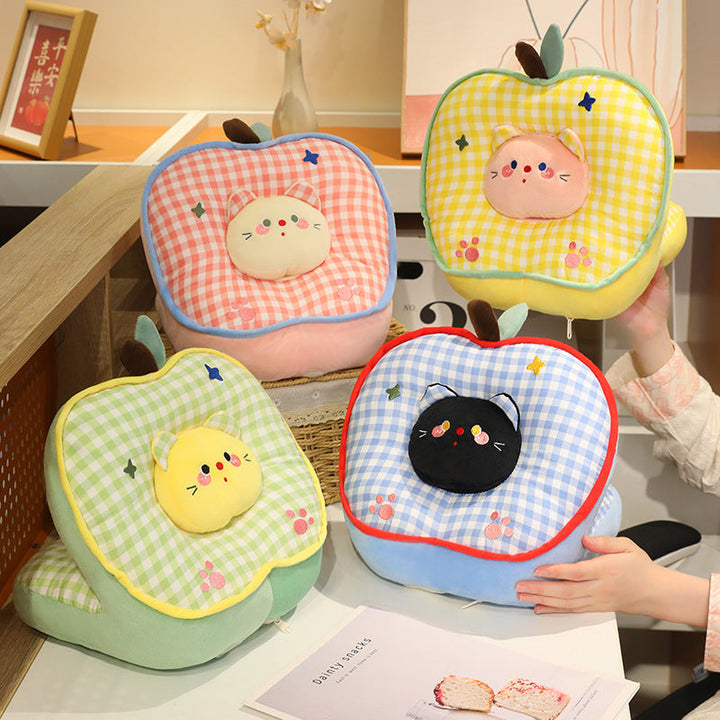 Plush pillow with plum motif