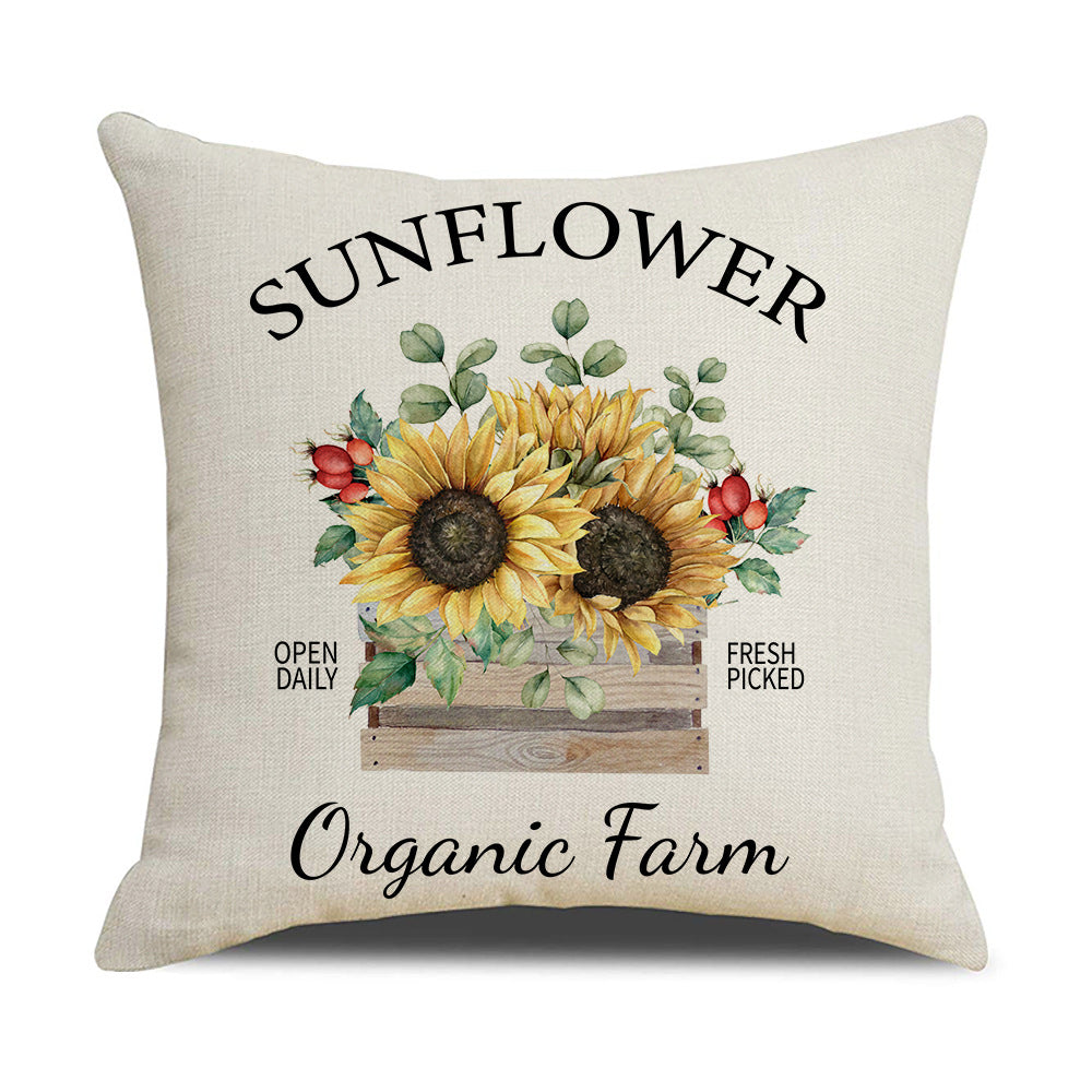 Cushion Cover with Sunflower Pattern
