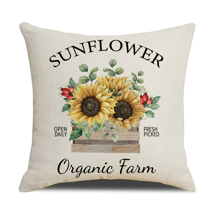 Cushion Cover with Sunflower Pattern