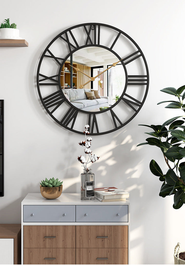 Metal Vintage Large Size Wall Clock with Mirror 39cm