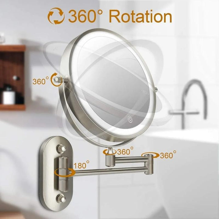 LED cosmetic mirror with magnification & USB battery