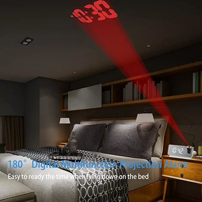 Projection alarm clock with mirror display and large LED screen