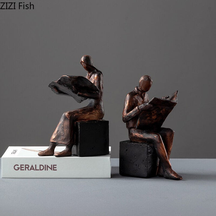 Reader Sculpture Book Stand Book Support Abstract Character Resin Statue Desk Decoration Figurines Statuette Nordic Home Décor