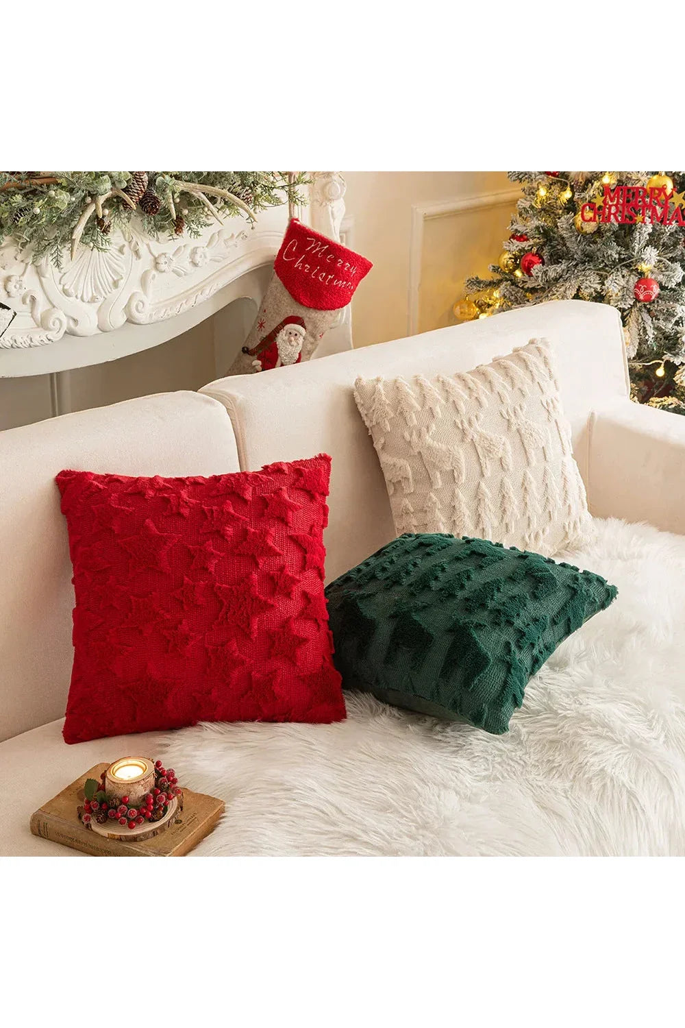 Plush decorative cushion cover