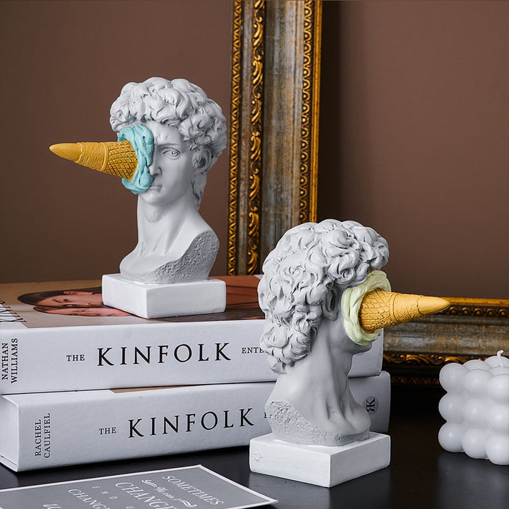 David Figurine with Ice Cream Home Decoration Sculpture