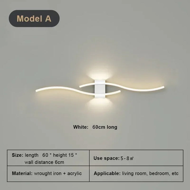 Modern Minimalist LED Strip Wall Lamp – Dimmable Wall Sconce for Living Room, Bedroom, Restaurant, and Bathroom
