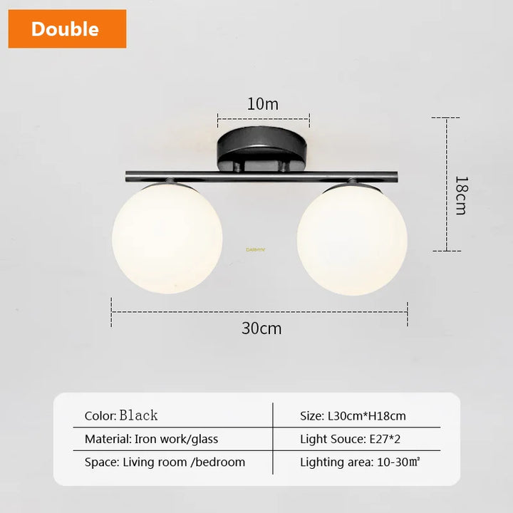 Modern Nordic LED Ceiling Light – Gold Iron and Glass Lamp for Corridor, Aisle, Cloakroom, Balcony, and Bedroom